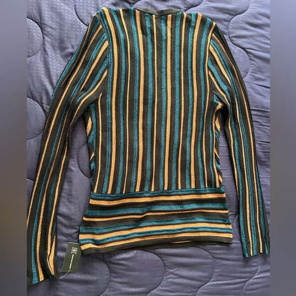 NWT INC International Concepts Blue/Copper Sparkle Long Sleeve Blouse Size Large - Picture 3 of 10